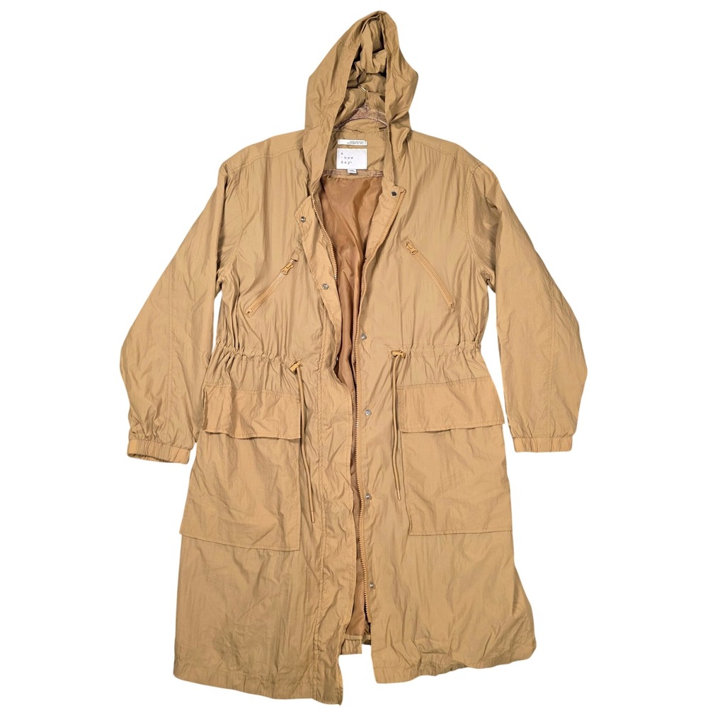 a new day Hooded Utility Anorak Jacket Water Resistant Tan Cargo Pockets XXL